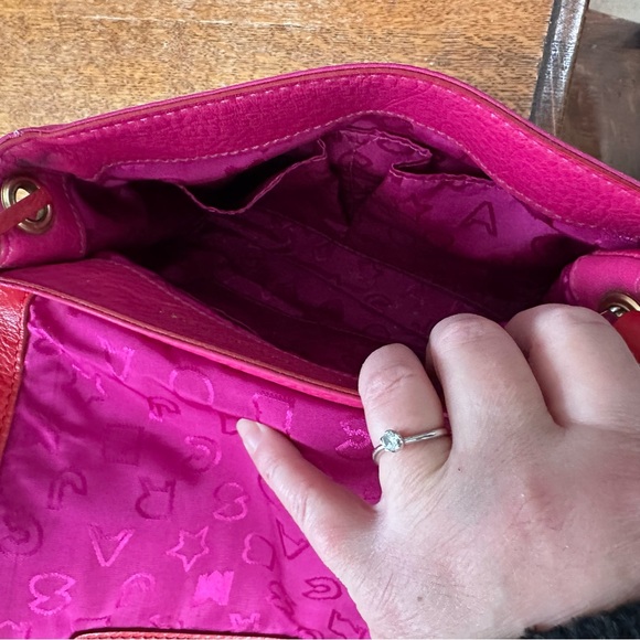 Marc by Marc Jacobs Two-Tone Pink and Red Leather Crossbody with Gold Hardware - Picture 5 of 5